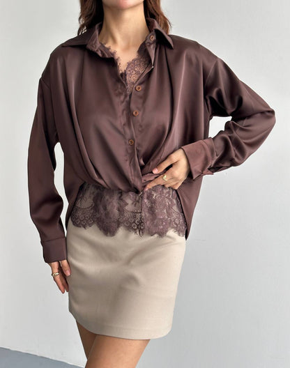 Dantel Detaylı Gömlek Bluz