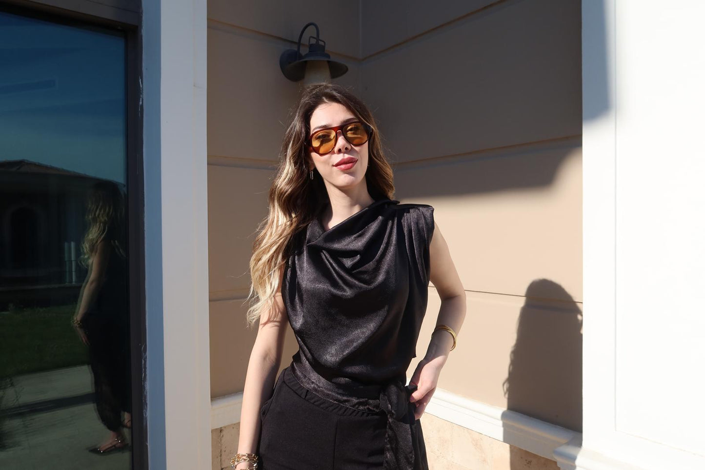 Saten Bağlama Detaylı Şık Bluz