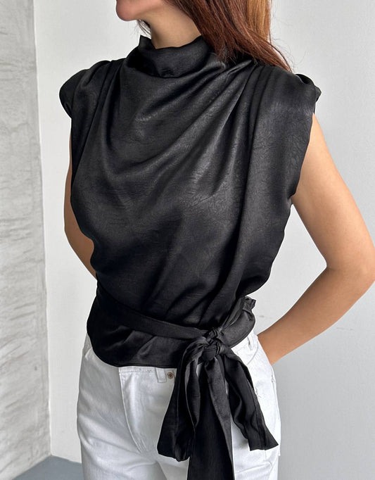Saten Bağlama Detaylı Şık Bluz