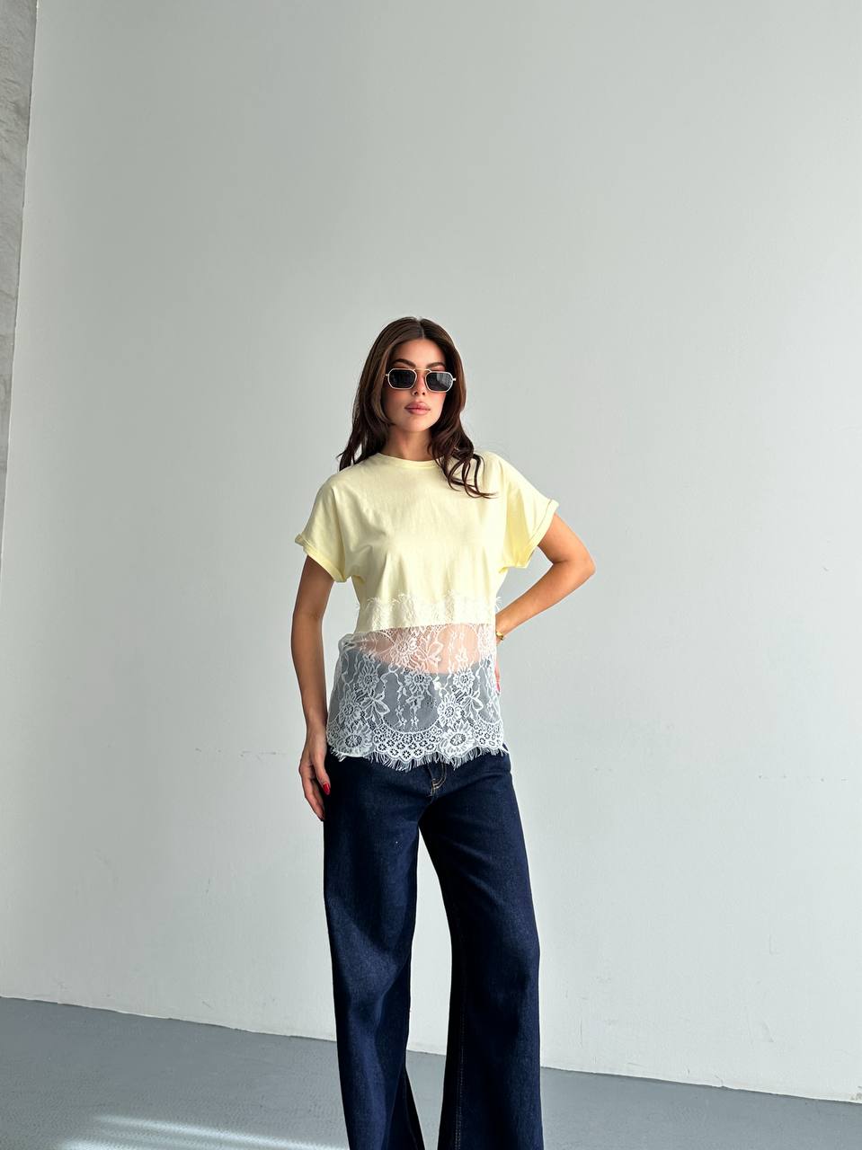 Dantel Detaylı Basic T-Shirt