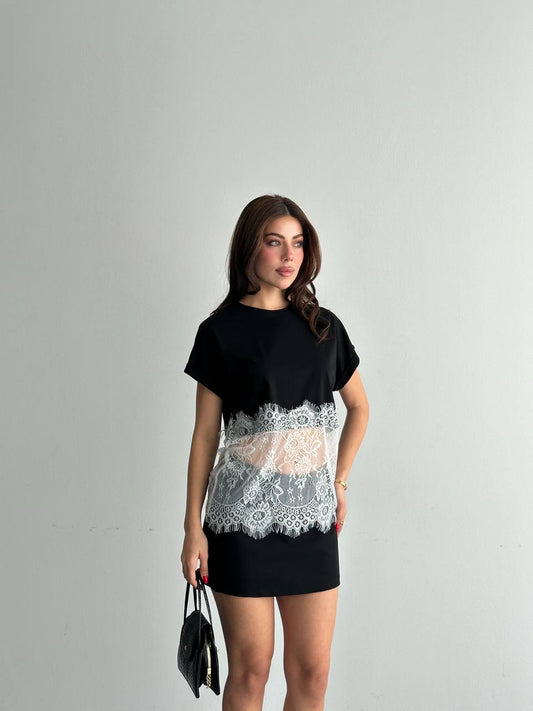 Dantel Detaylı Basic T-Shirt