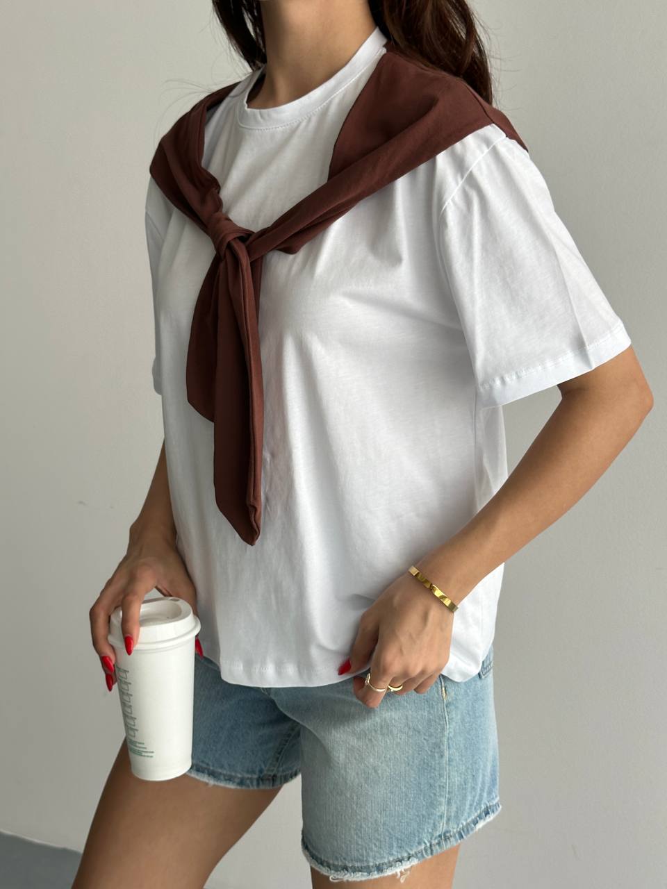 Basic T-Shirt Şal Detaylı Tasarım