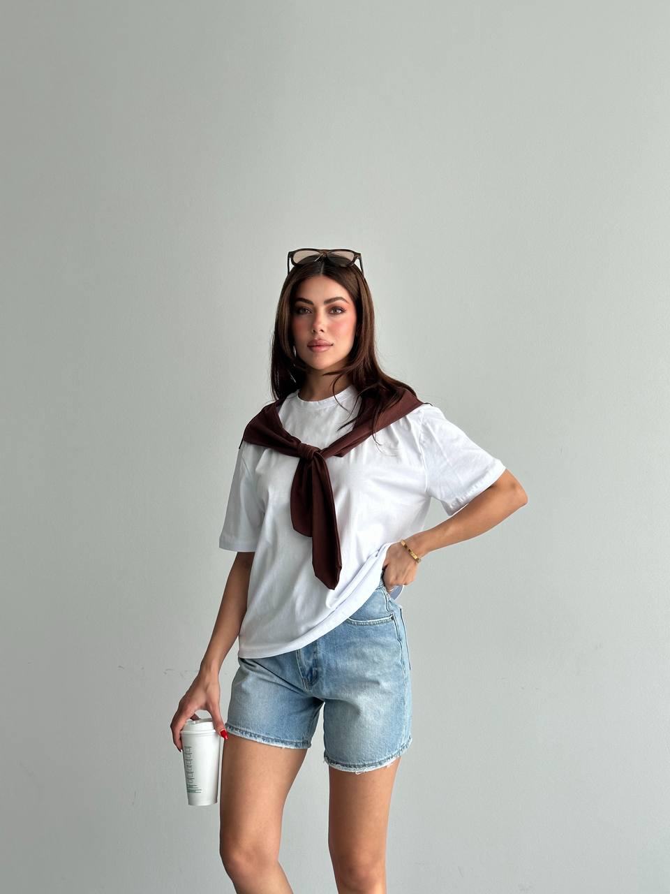 Basic T-Shirt Şal Detaylı Tasarım