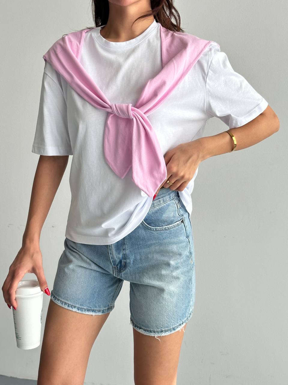 Basic T-Shirt Şal Detaylı Tasarım
