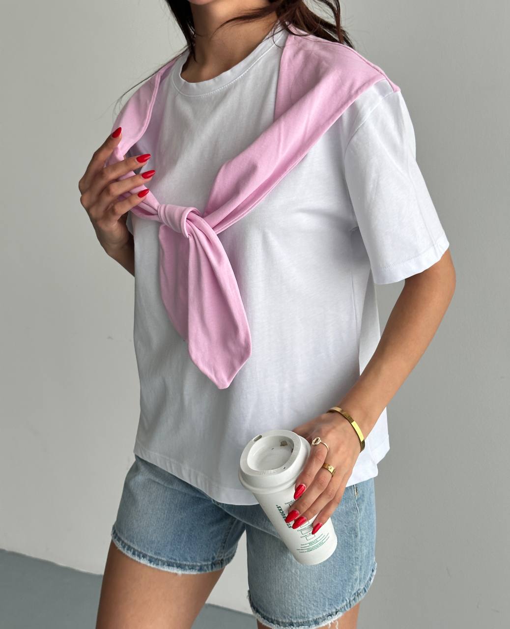 Basic T-Shirt Şal Detaylı Tasarım