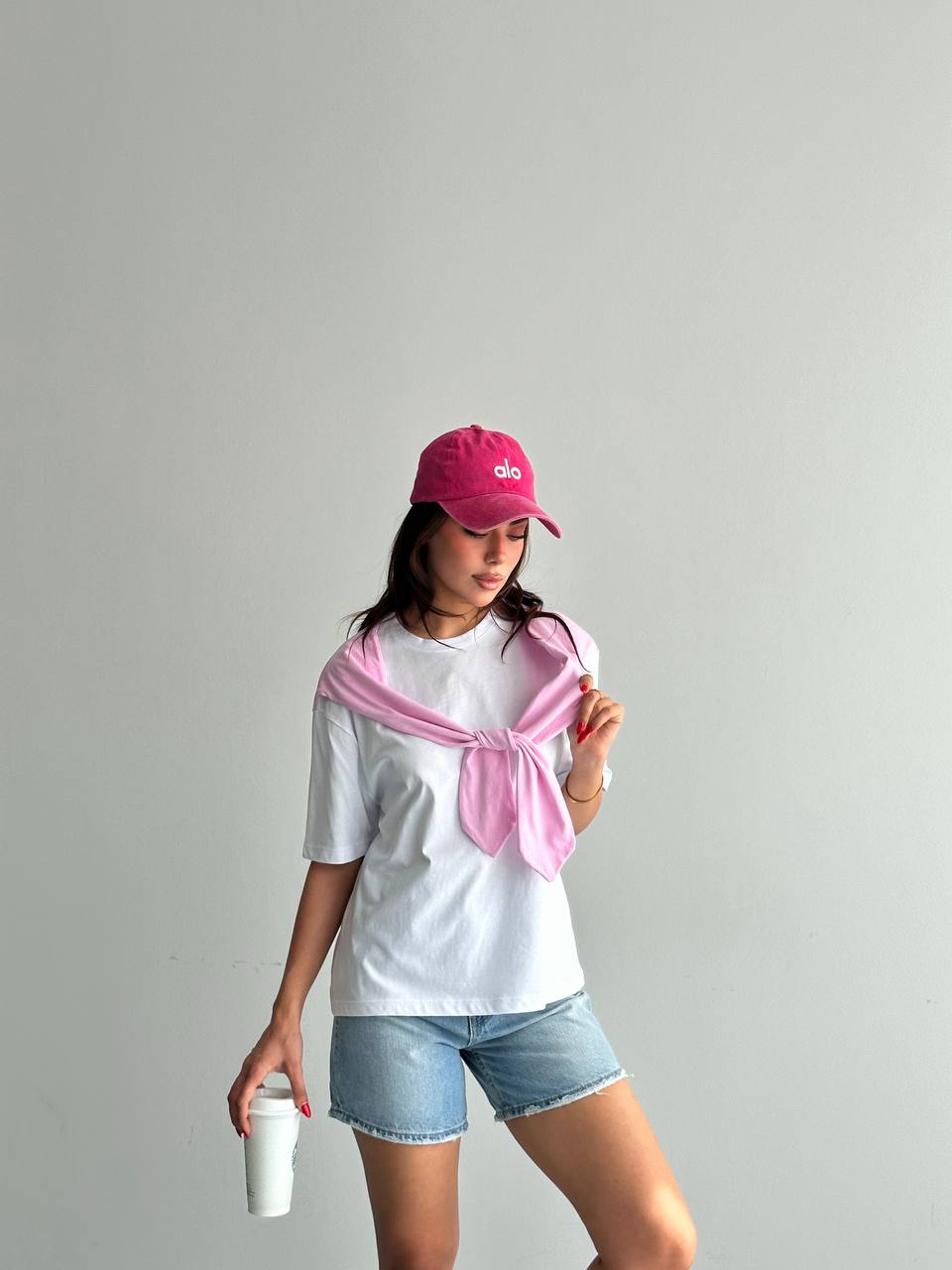 Basic T-Shirt Şal Detaylı Tasarım
