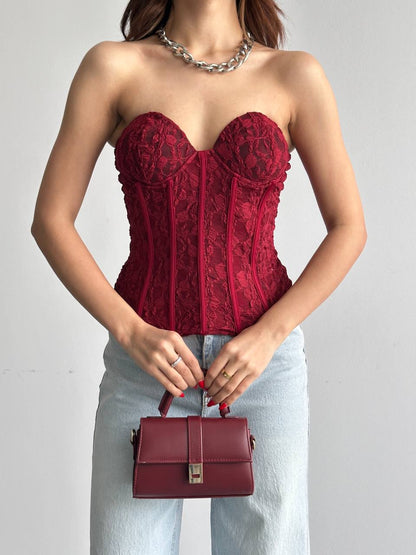 Dantel Straplez Korse Bluz